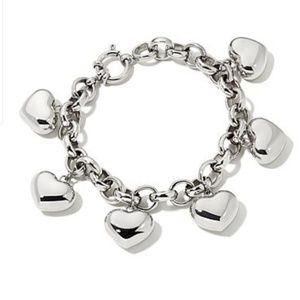 Stainless Steel Puff Heart Charm Link Bracelet 💓